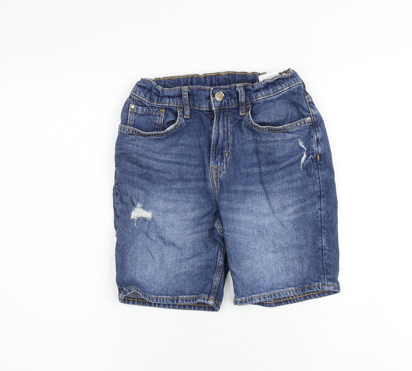 H&M Girls Blue Cotton Bermuda Shorts Size 10-11 Years Regular Zip