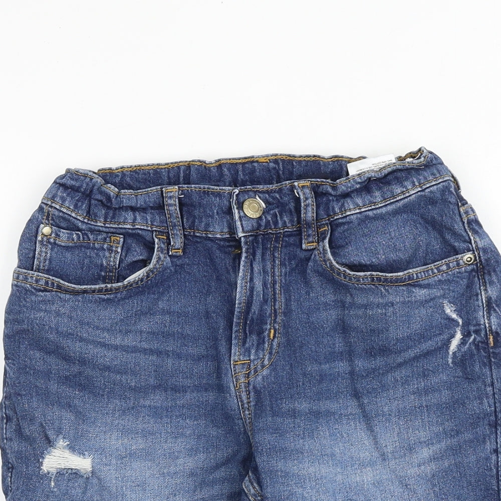 H&M Girls Blue Cotton Bermuda Shorts Size 10-11 Years Regular Zip