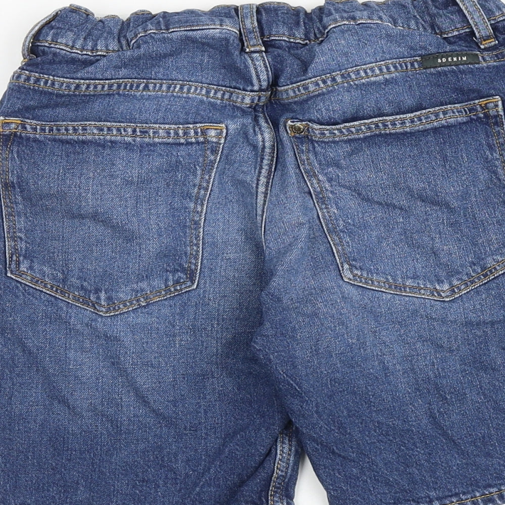H&M Girls Blue Cotton Bermuda Shorts Size 10-11 Years Regular Zip