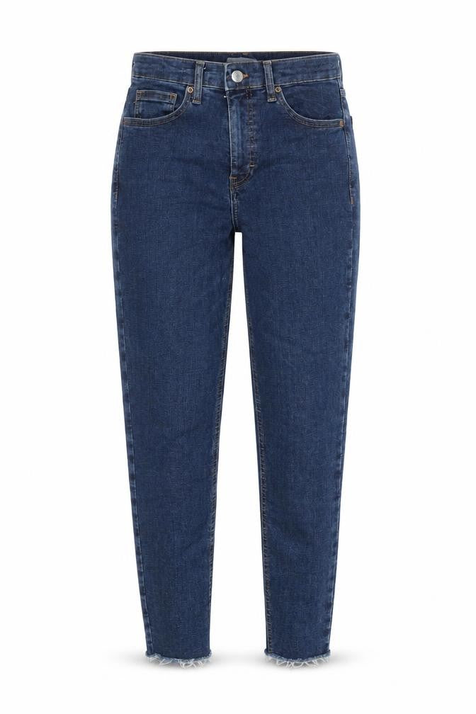 Topshop Womens Blue Cotton Skinny Jeans Size 28 in Regular Zip - Frayed Hem