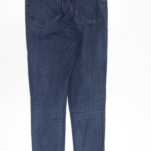 Topshop Womens Blue Cotton Skinny Jeans Size 28 in Regular Zip - Frayed Hem