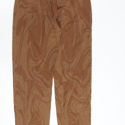 Boohoo Mens Brown Geometric Cotton Straight Jeans Size 32 in Regular Button