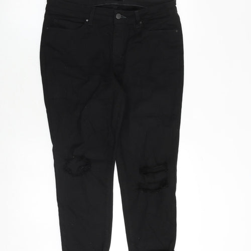 Uniqlo Womens Black Cotton Tapered Jeans Size 32 in Regular Zip