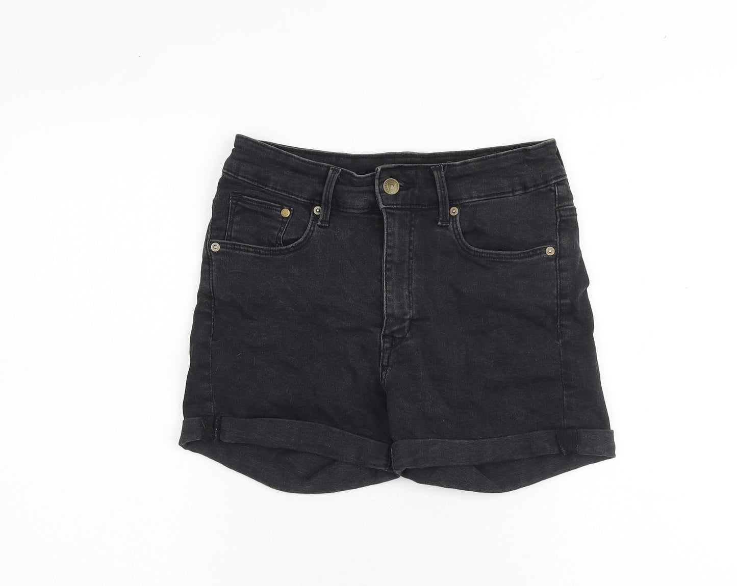 H&M Womens Black Cotton Chino Shorts Size 10 Regular Zip