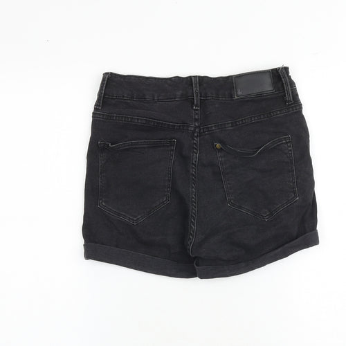 H&M Womens Black Cotton Chino Shorts Size 10 Regular Zip