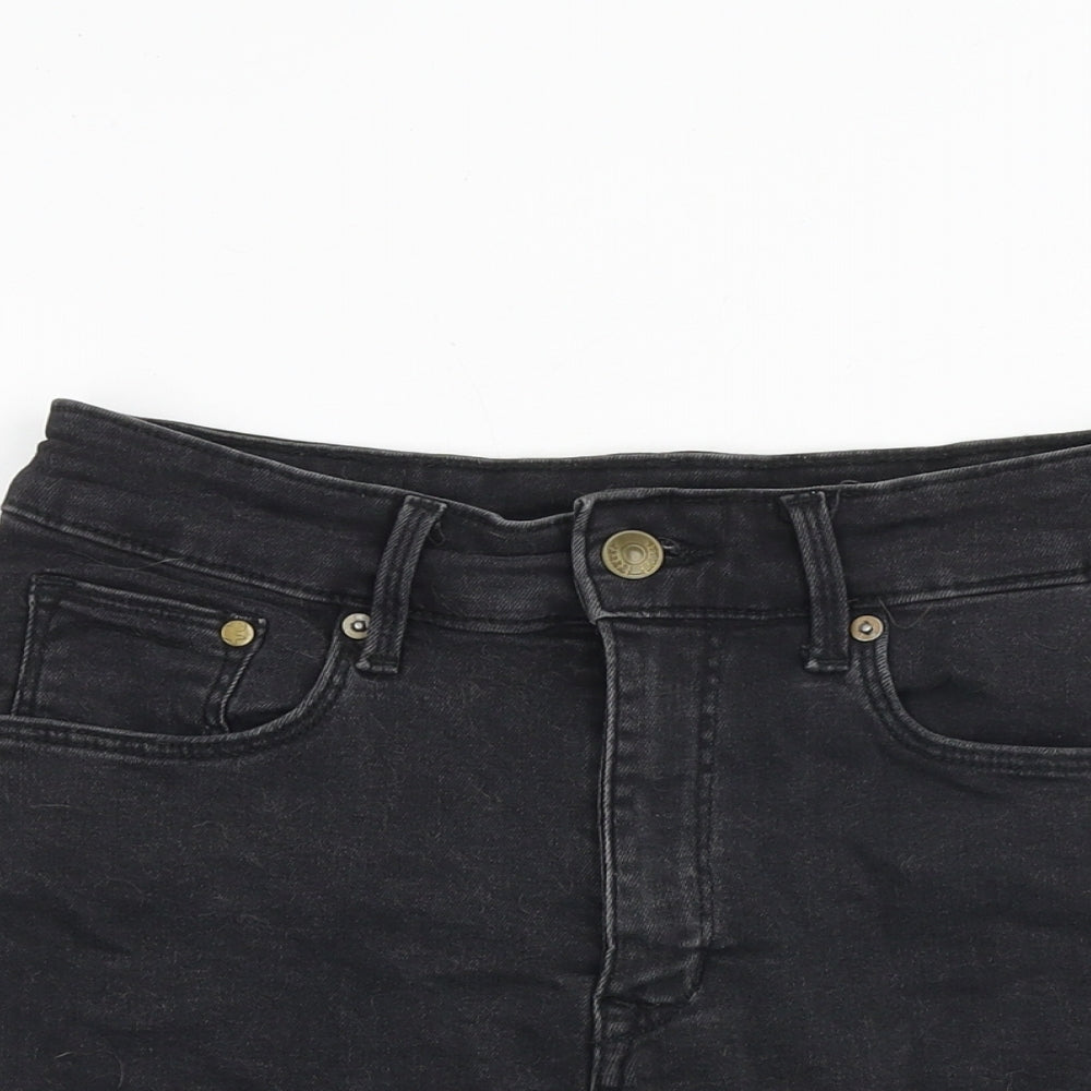 H&M Womens Black Cotton Chino Shorts Size 10 Regular Zip