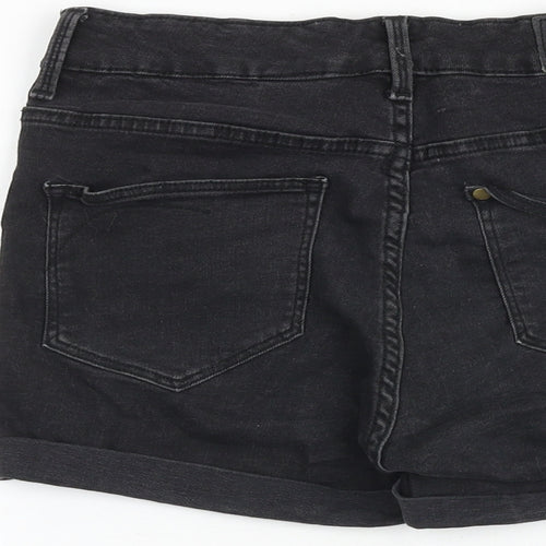 H&M Womens Black Cotton Chino Shorts Size 10 Regular Zip