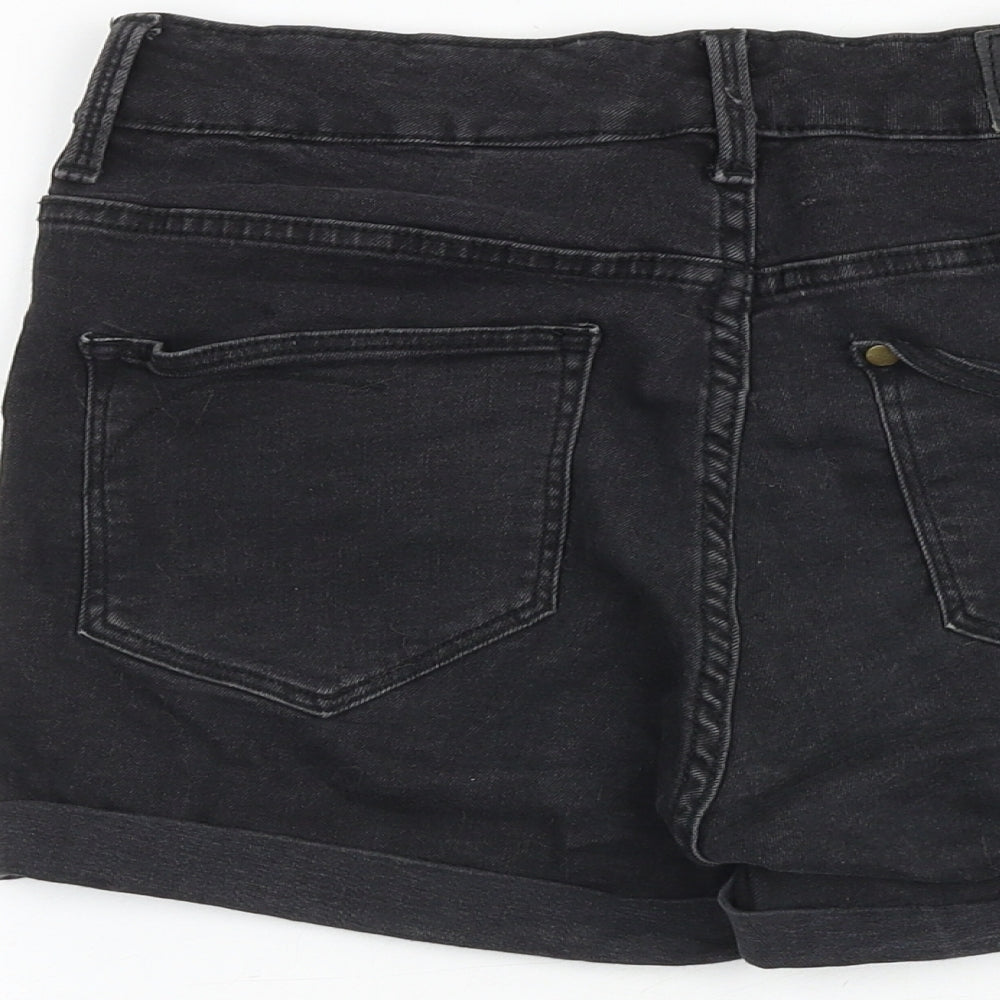 H&M Womens Black Cotton Chino Shorts Size 10 Regular Zip