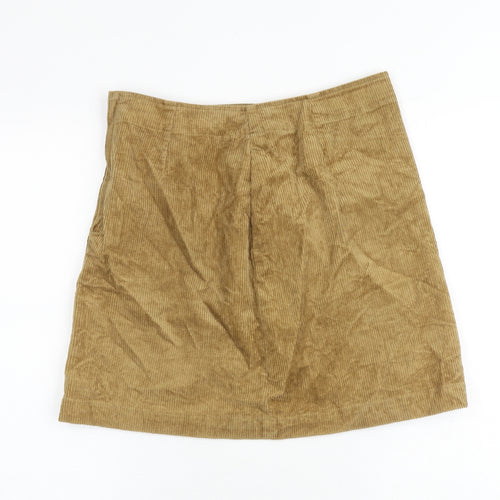Uniqlo Womens Beige Cotton A-Line Skirt Size 28 in Zip