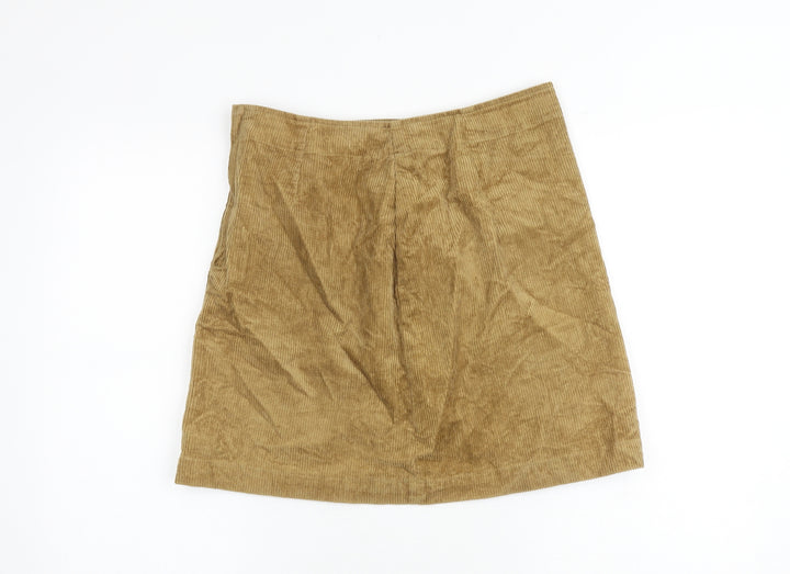 Uniqlo Womens Beige Cotton A-Line Skirt Size 28 in Zip