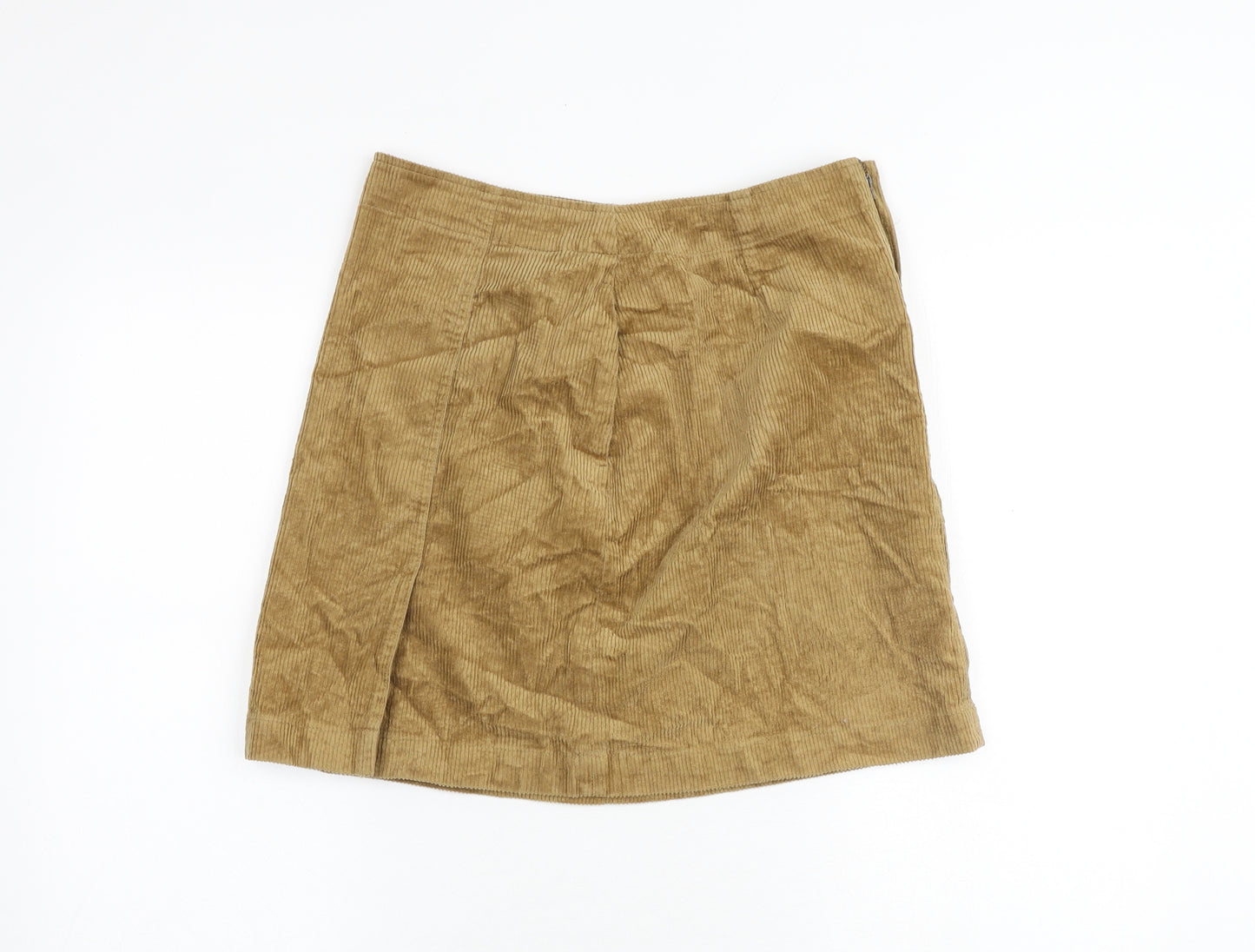 Uniqlo Womens Beige Cotton A-Line Skirt Size 28 in Zip