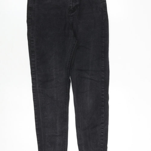Pull&Bear Womens Grey Cotton Skinny Jeans Size 10 Slim Zip - Frayed Hem