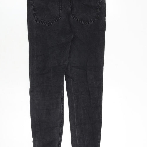 Pull&Bear Womens Grey Cotton Skinny Jeans Size 10 Slim Zip - Frayed Hem