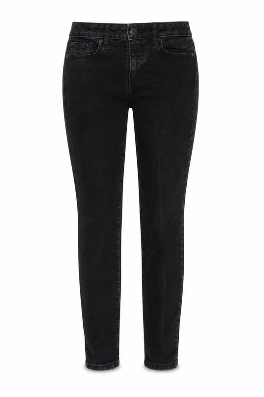 Front view of Gap women’s black cotton skinny jeans, size UK 26, in slim zip