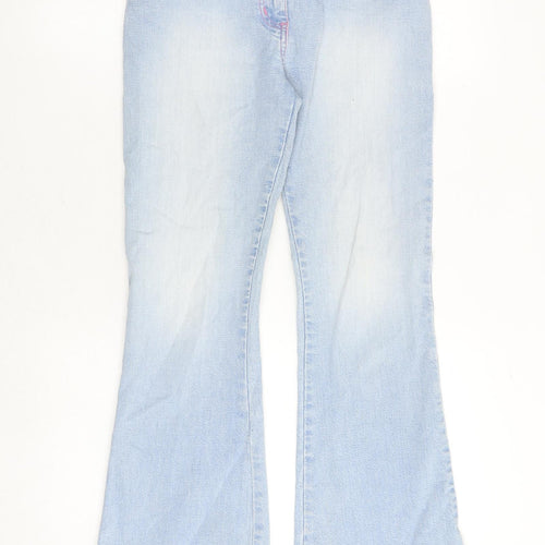 NEXT Womens Blue Cotton Flared Jeans Size 8 Regular Zip