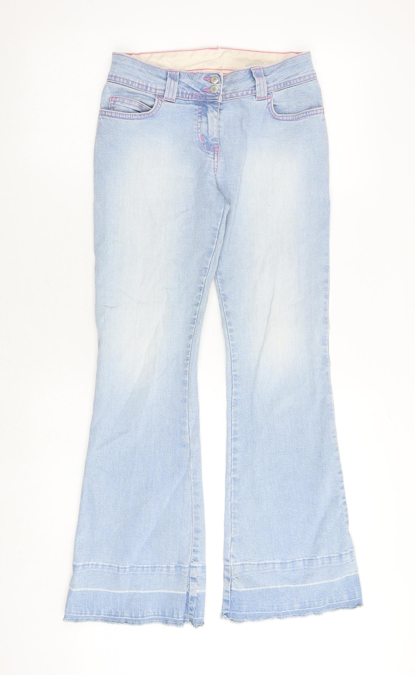 NEXT Womens Blue Cotton Flared Jeans Size 8 Regular Zip