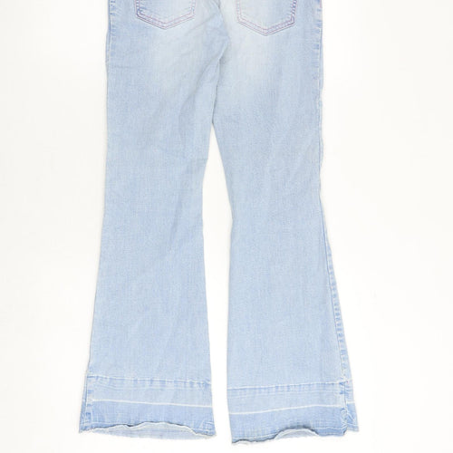 NEXT Womens Blue Cotton Flared Jeans Size 8 Regular Zip
