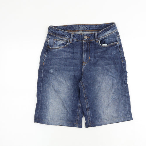 Indigo Womens Blue Cotton Basic Shorts Size 8 Regular Zip