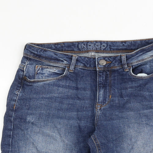 Indigo Womens Blue Cotton Basic Shorts Size 8 Regular Zip