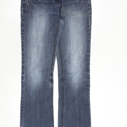 River Island Womens Blue Cotton Bootcut Jeans Size 10 Regular Zip