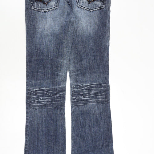 River Island Womens Blue Cotton Bootcut Jeans Size 10 Regular Zip