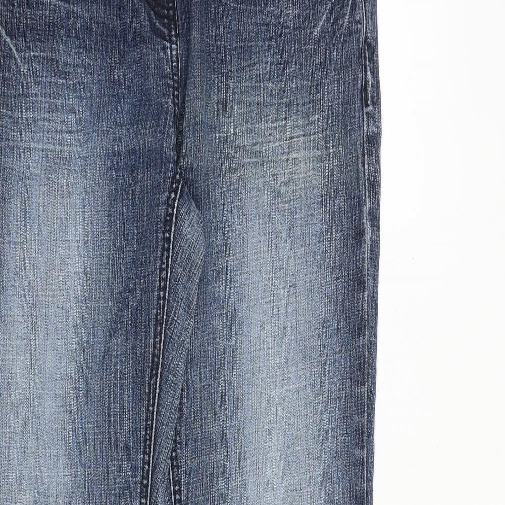 River Island Womens Blue Cotton Bootcut Jeans Size 10 Regular Zip
