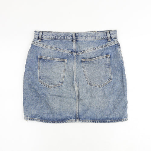 & Other Stories Womens Blue Cotton A-Line Skirt Size 10 Zip