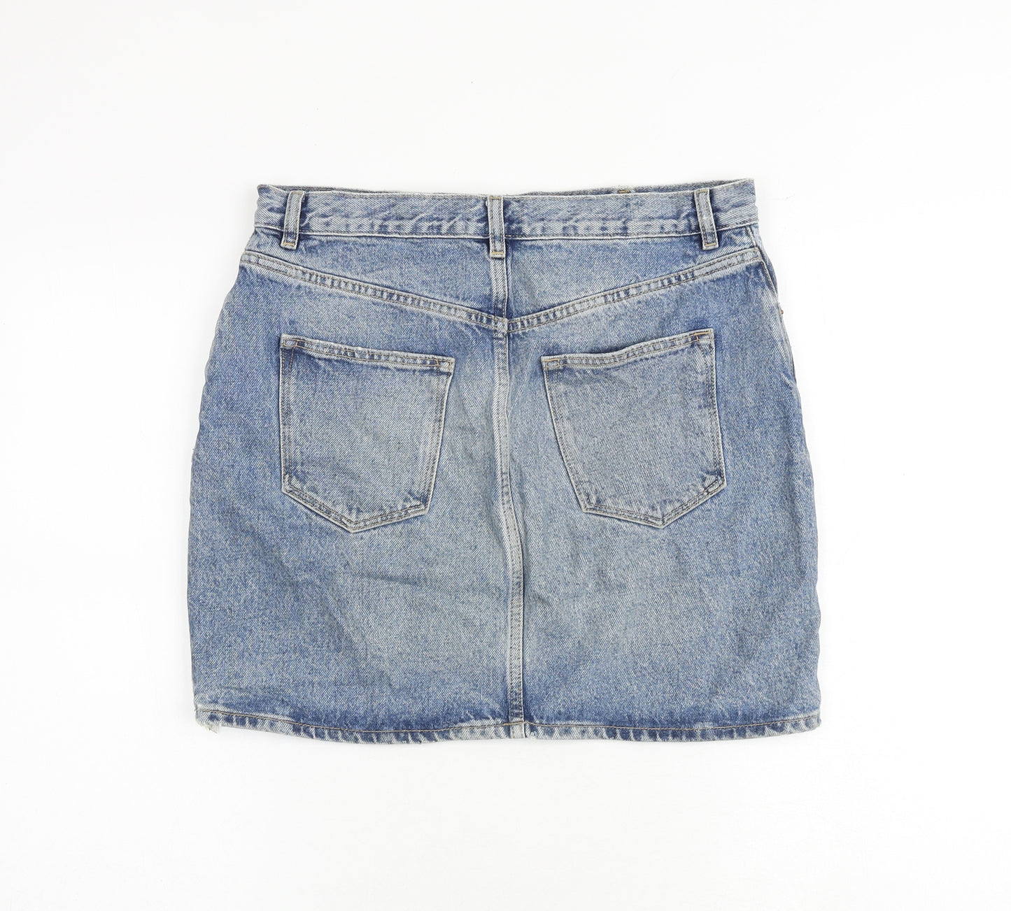 & Other Stories Womens Blue Cotton A-Line Skirt Size 10 Zip