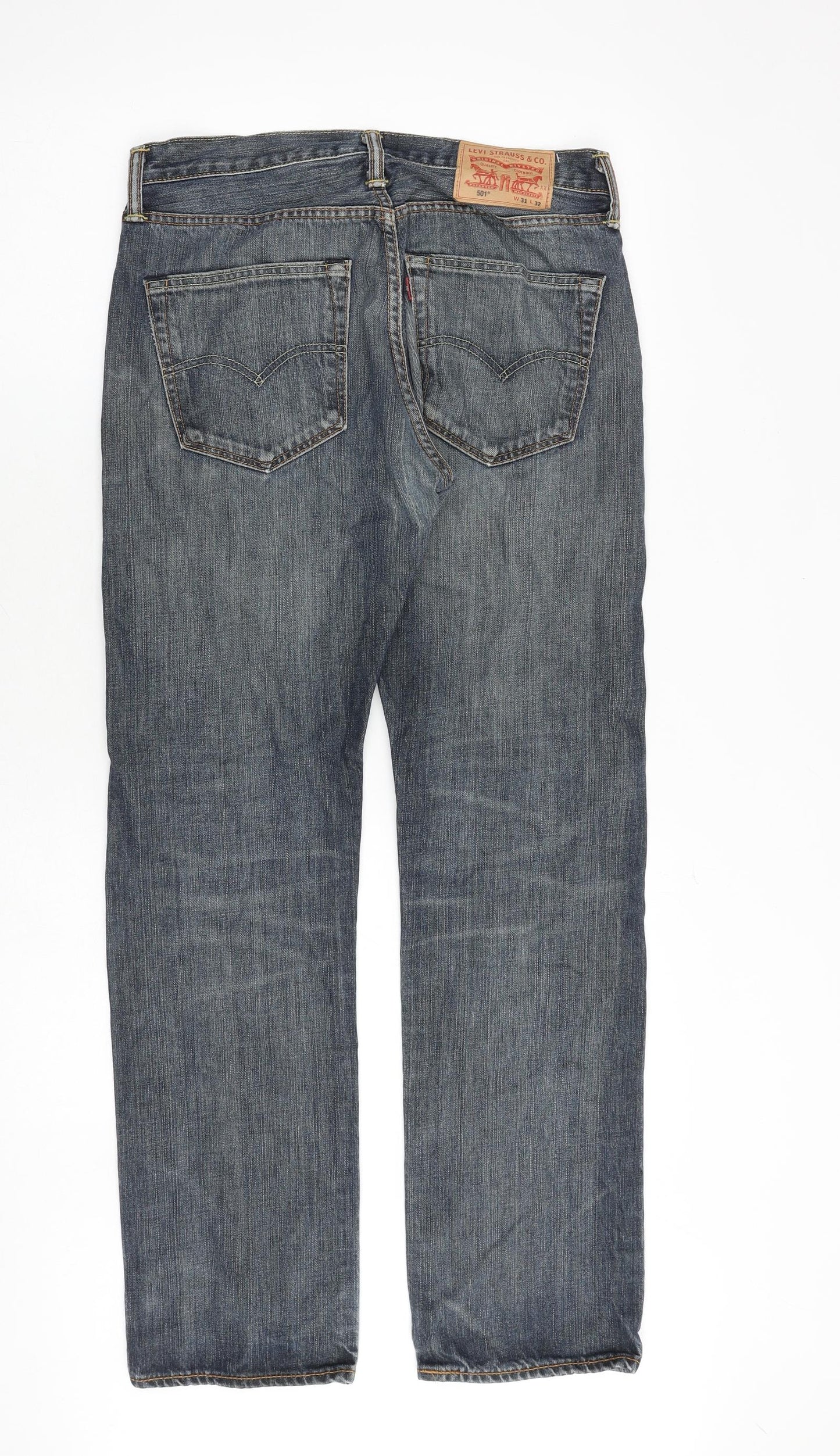 Levi's Mens Blue Cotton Straight Jeans Size 31 in Regular Button