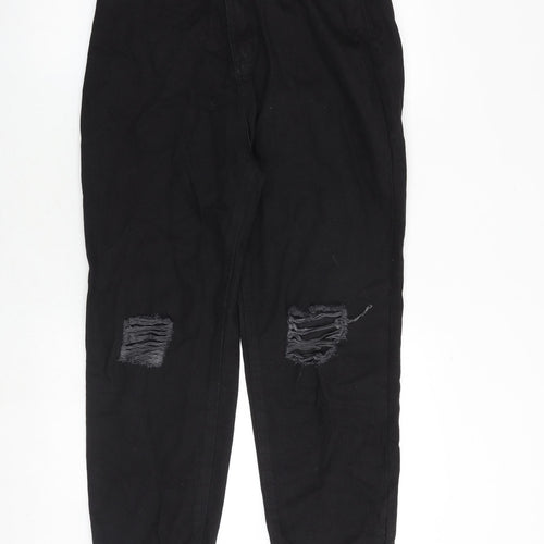 Boohoo Womens Black Cotton Tapered Jeans Size 12 Extra-Slim Zip