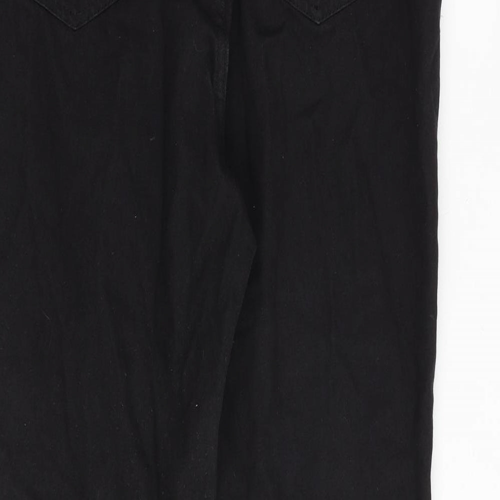 Boohoo Womens Black Cotton Tapered Jeans Size 12 Extra-Slim Zip