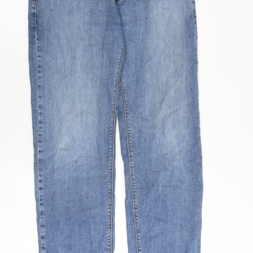 Marks and Spencer Mens Blue Cotton Straight Jeans Size 34 in L31 in Regular Zip