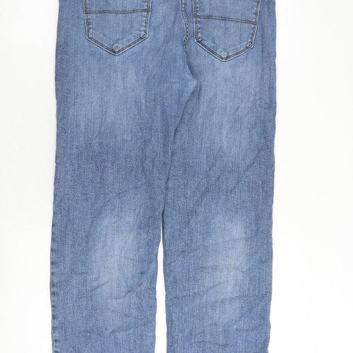 Marks and Spencer Mens Blue Cotton Straight Jeans Size 34 in L31 in Regular Zip