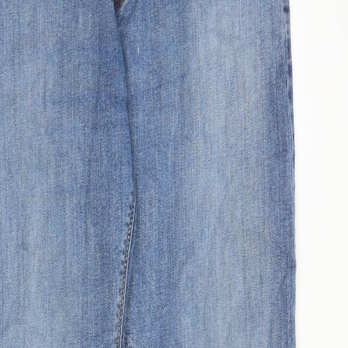 Marks and Spencer Mens Blue Cotton Straight Jeans Size 34 in L31 in Regular Zip