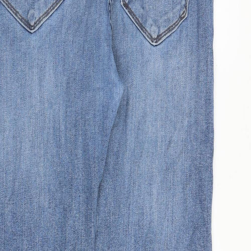 Marks and Spencer Mens Blue Cotton Straight Jeans Size 34 in L31 in Regular Zip