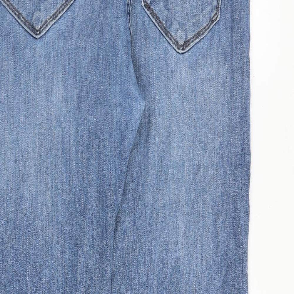 Marks and Spencer Mens Blue Cotton Straight Jeans Size 34 in L31 in Regular Zip