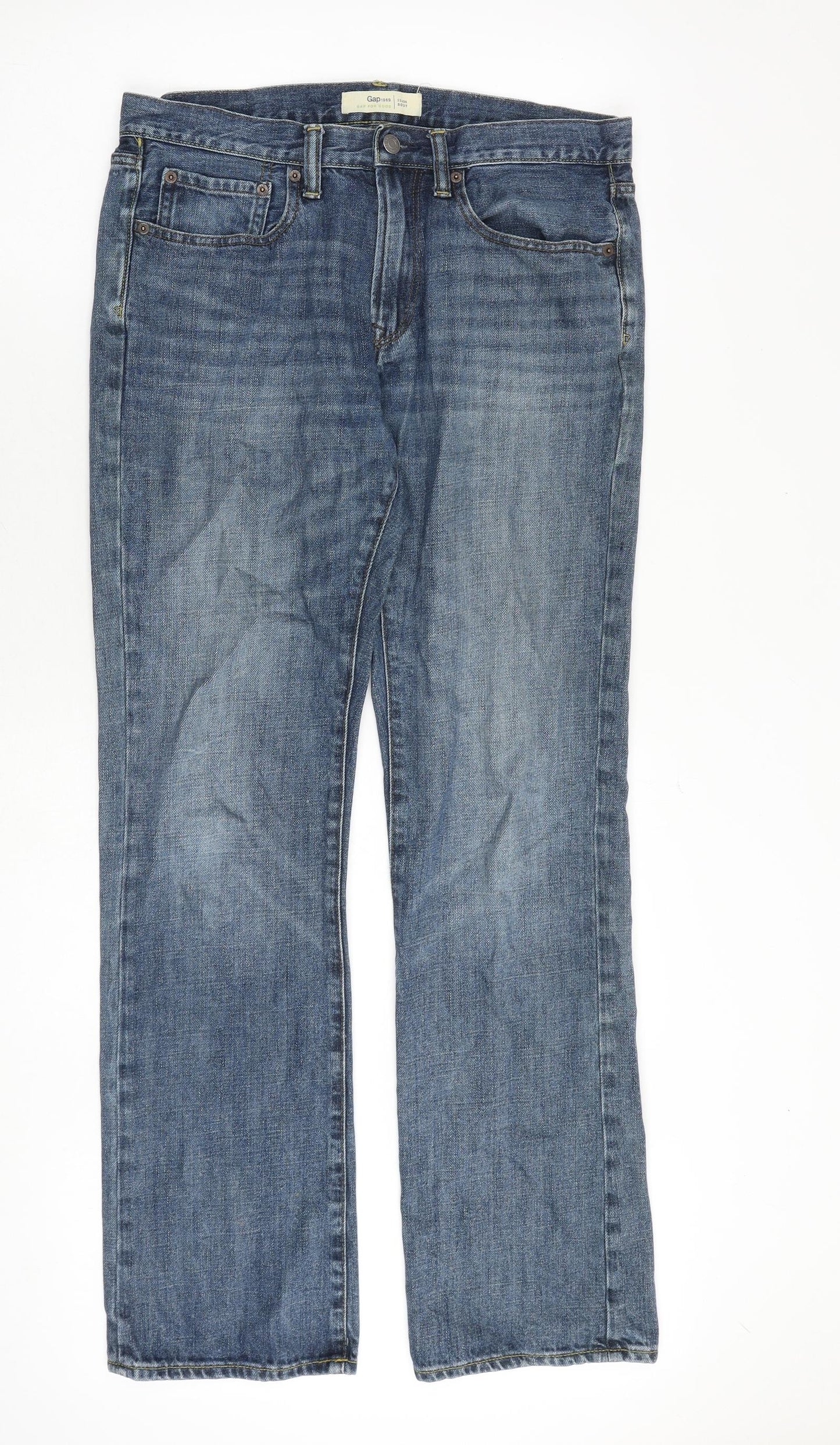 Gap Mens Blue Cotton Straight Jeans Size 32 in L34 in Regular Zip