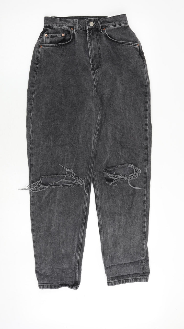 ASOS Womens Grey Cotton Tapered Jeans Size 26 in L30 in Regular Zip