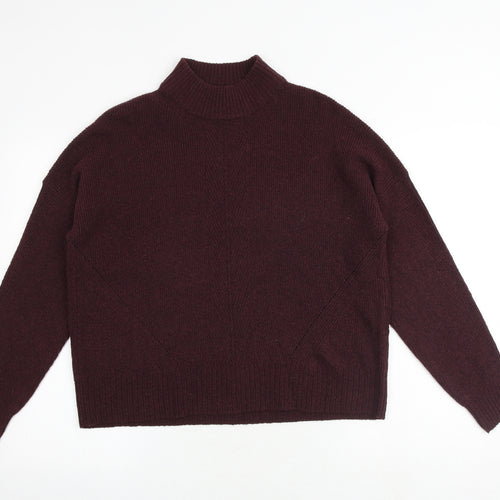 Warehouse Womens Purple Mock Neck Acrylic Pullover Jumper Size 12