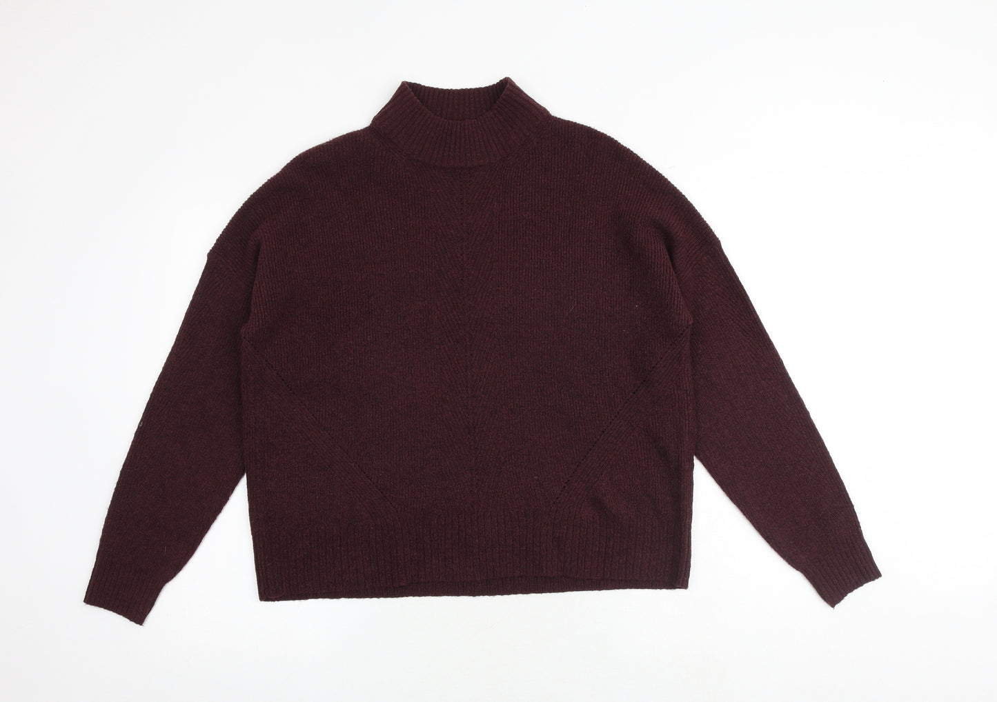 Warehouse Womens Purple Mock Neck Acrylic Pullover Jumper Size 12