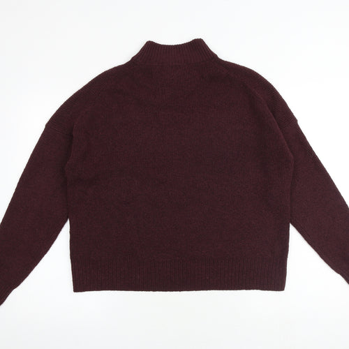 Warehouse Womens Purple Mock Neck Acrylic Pullover Jumper Size 12
