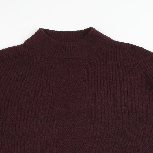 Warehouse Womens Purple Mock Neck Acrylic Pullover Jumper Size 12
