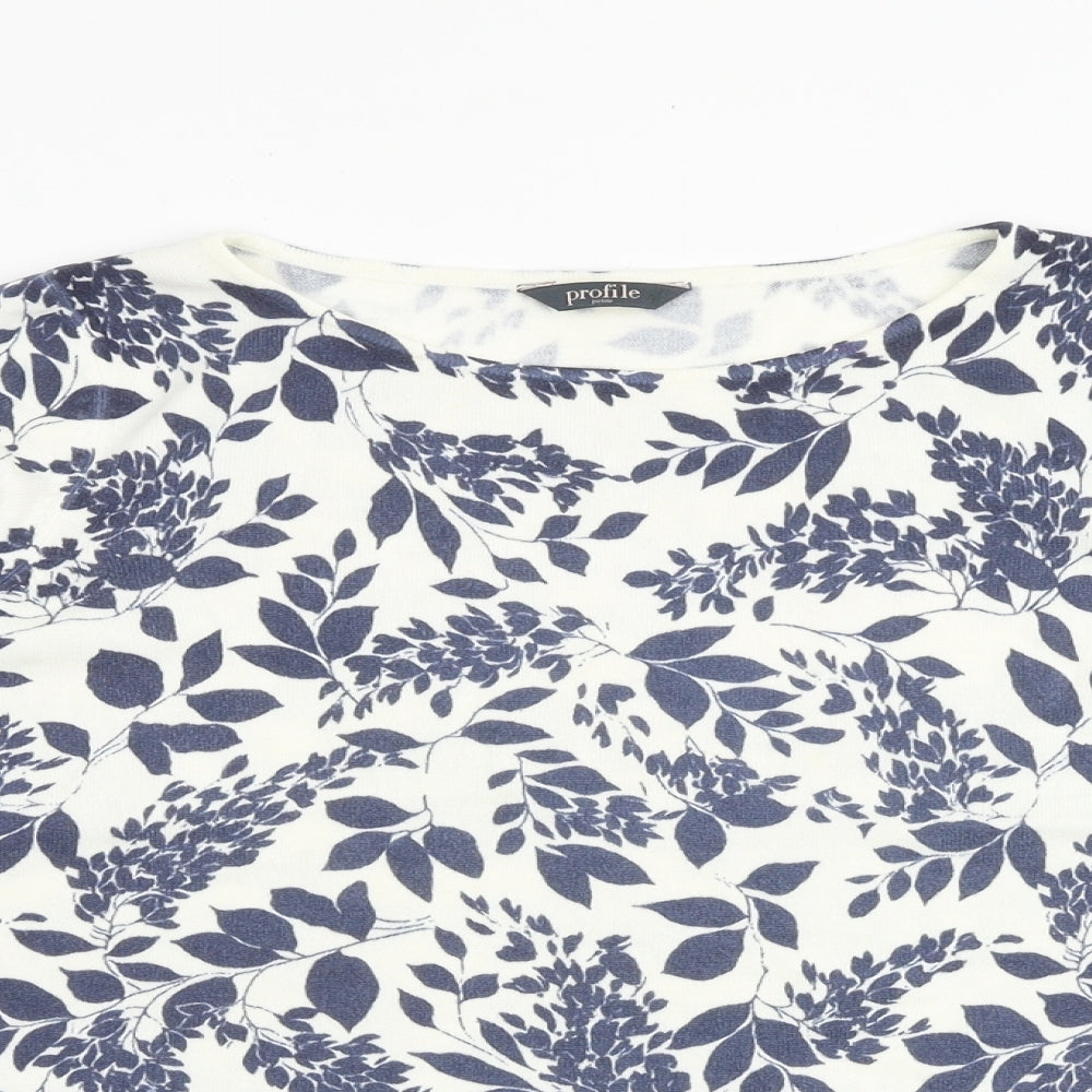 BHS Womens Blue Round Neck Geometric Acrylic Pullover Jumper Size 16