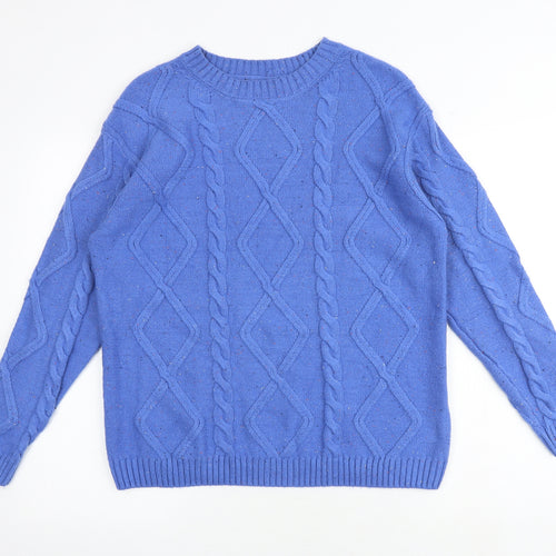 Marks and Spencer Womens Blue Round Neck Cotton Pullover Jumper Size M