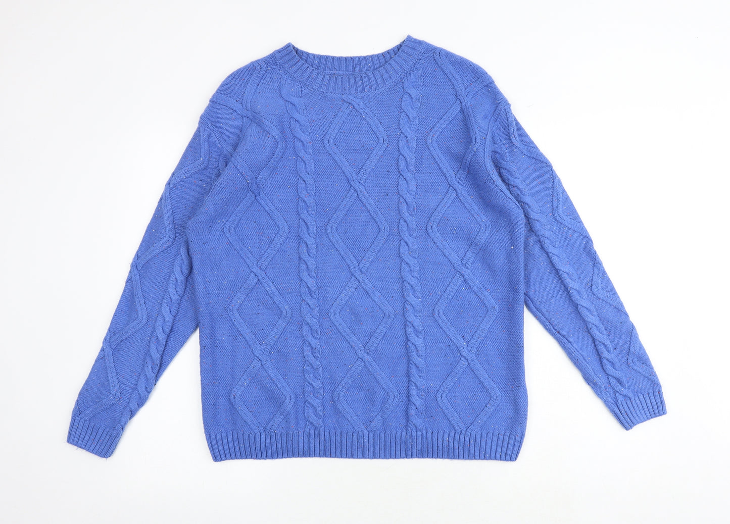 Marks and Spencer Womens Blue Round Neck Cotton Pullover Jumper Size M