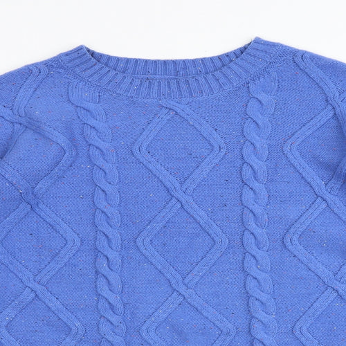 Marks and Spencer Womens Blue Round Neck Cotton Pullover Jumper Size M