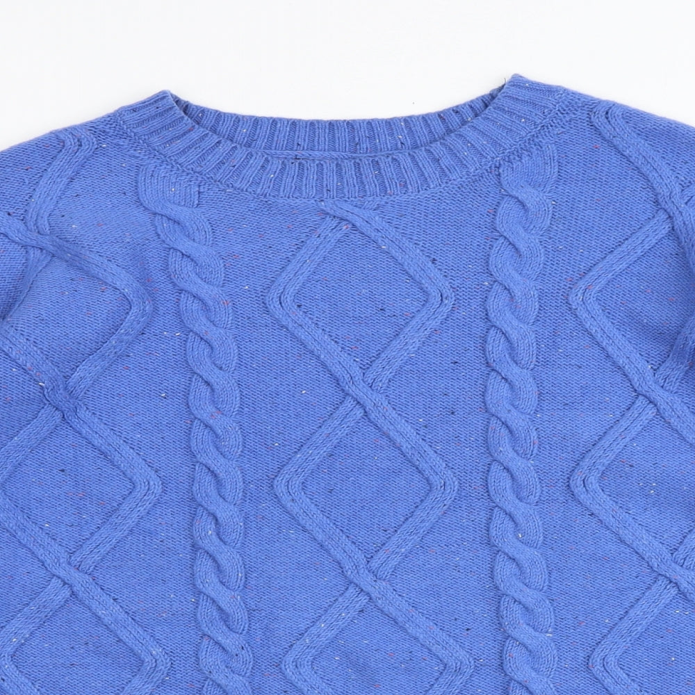 Marks and Spencer Womens Blue Round Neck Cotton Pullover Jumper Size M