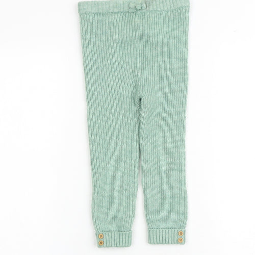 Marks and Spencer Girls Green Acrylic Jogger Trousers Size 2-3 Years Regular