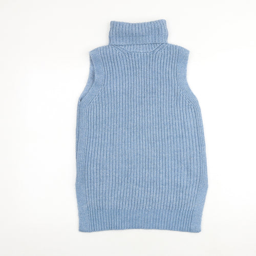 Marks and Spencer Womens Blue Roll Neck Polyester Vest Jumper Size S