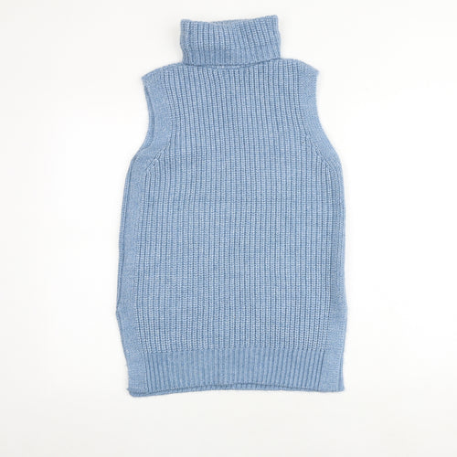 Marks and Spencer Womens Blue Roll Neck Polyester Vest Jumper Size S
